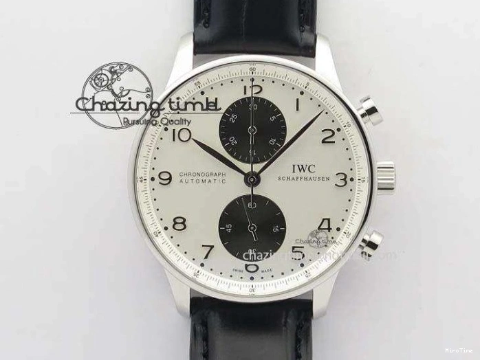 MIROTIME 0223 Portuguese Tourbillon IW504602 RG ZF Best Edition White Dial on Brown Leather Strap Stretchable 7178